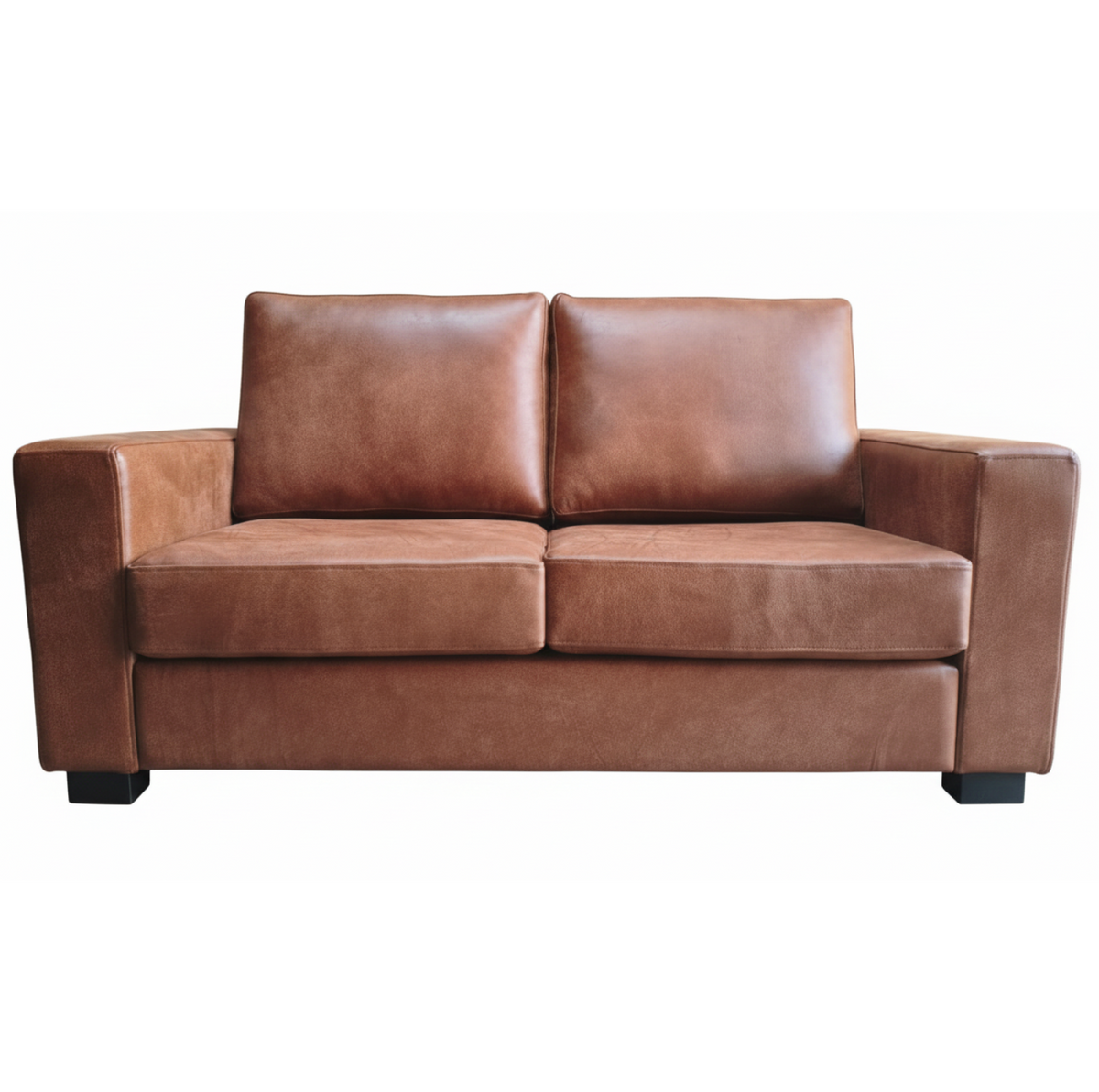 Bennet Two Seater Couch - Genuine Leather - Buff Spice