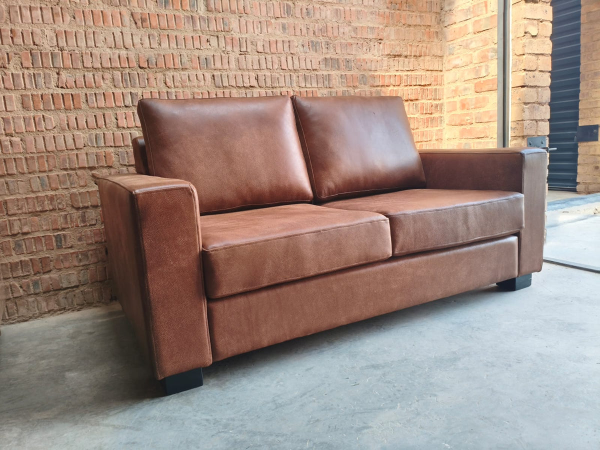 Bennet Two Seater Couch - Genuine Leather - Buff Spice