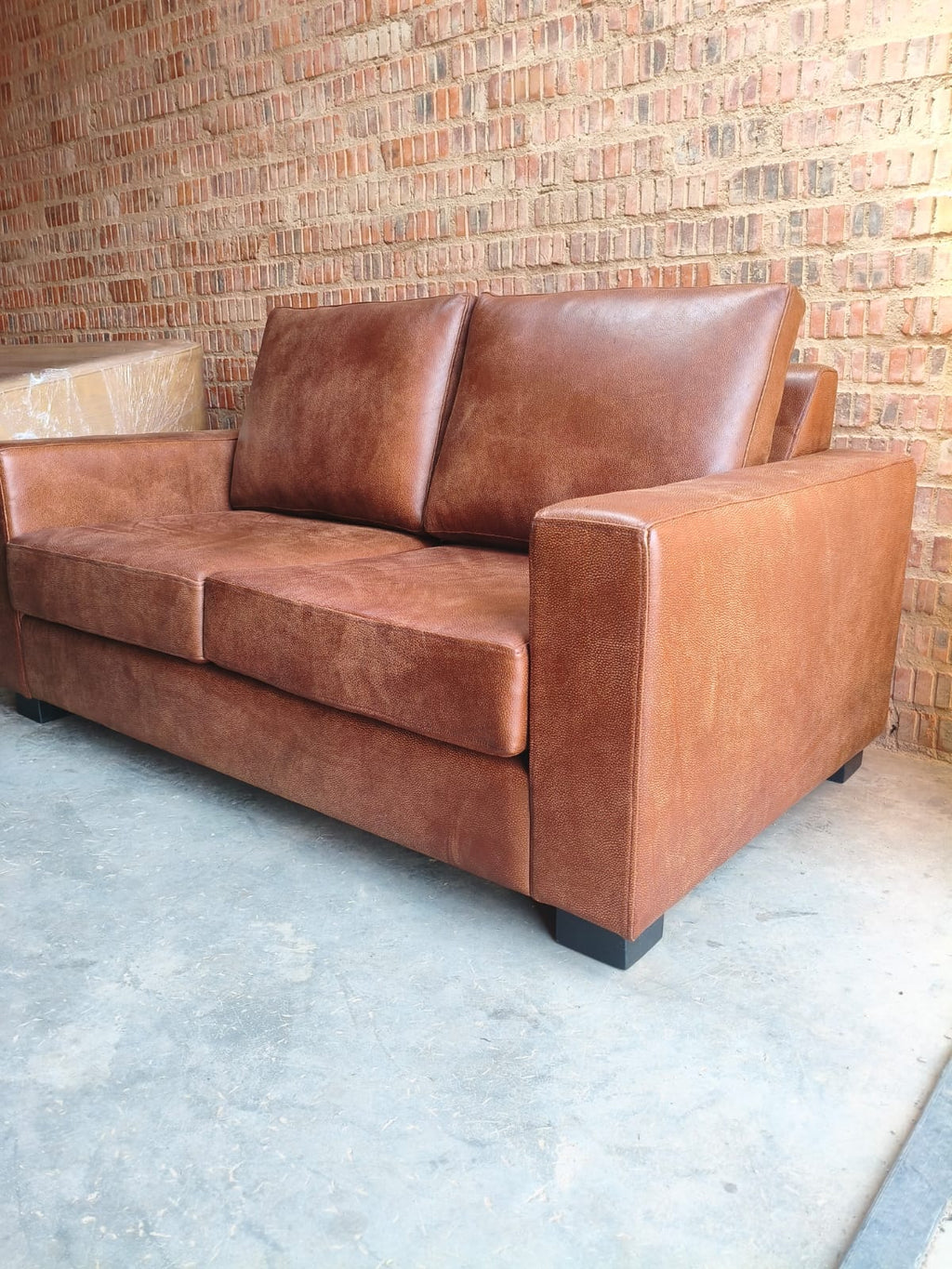 Bennet Two Seater Couch - Genuine Leather - Buff Spice