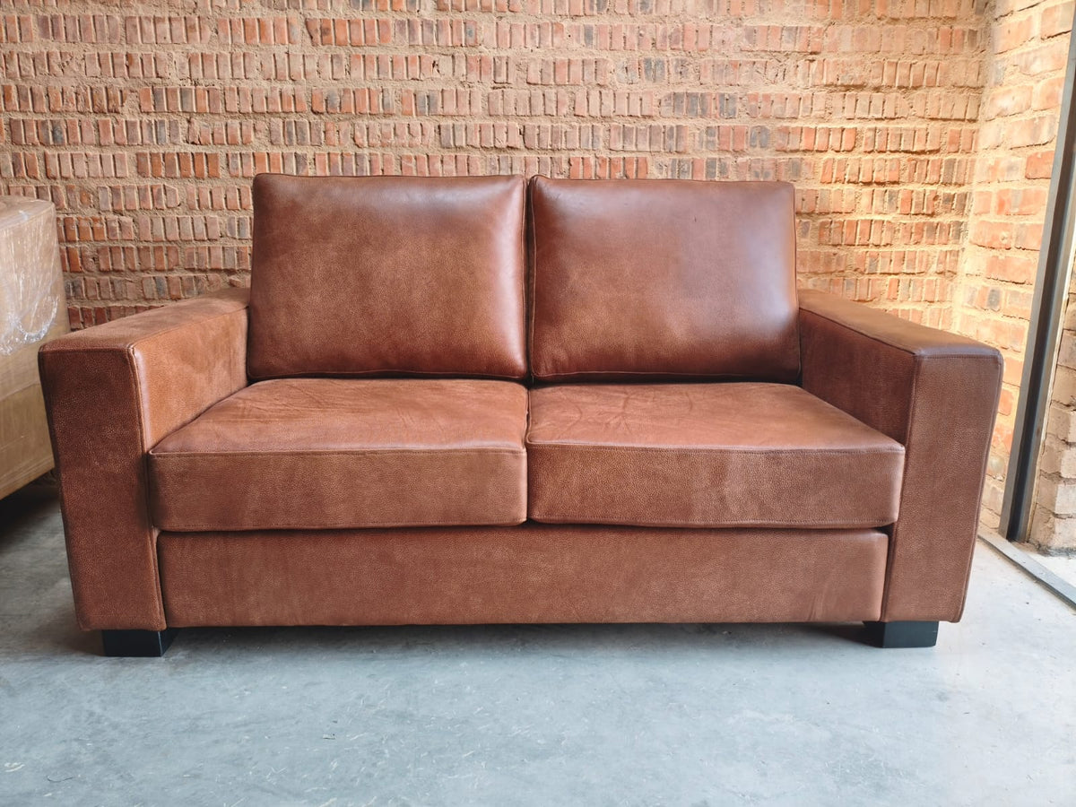 Bennet Two Seater Couch - Genuine Leather - Buff Spice